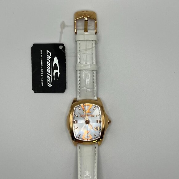 Chronotech Unisex Unused Prism Revolution Watch Gold and White Leather Strap - Picture 6 of 10